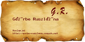 Görbe Ruszlána névjegykártya